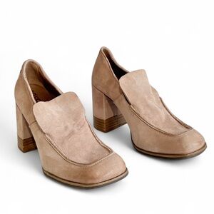 A.S.98 ERNEST Blush Pink Women's  Suede Block Heel Loafers